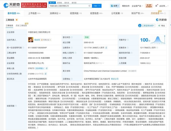 中国石化减资至1211.8亿