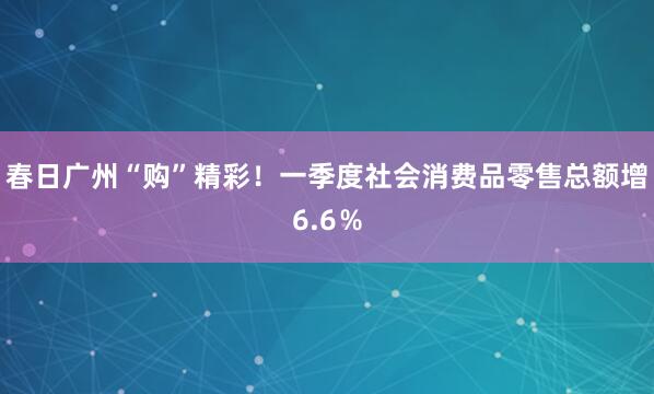 春日广州“购”精彩！一季度社会消费品零售总额增6.6％