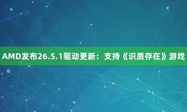 AMD发布26.5.1驱动更新：支持《识质存在》游戏