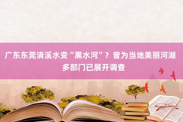 广东东莞清溪水变“黑水河”？曾为当地美丽河湖   多部门已展开调查
