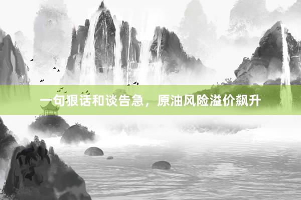 一句狠话和谈告急，原油风险溢价飙升