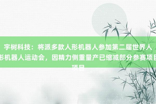 宇树科技：将派多款人形机器人参加第二届世界人形机器人运动会，因精力侧重量产已缩减部分参赛项目