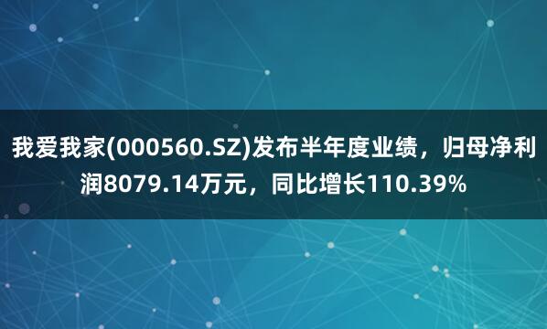 我爱我家(000560.SZ)发布半年度业绩,归母净利润8079.14万元,同比增长110.39%