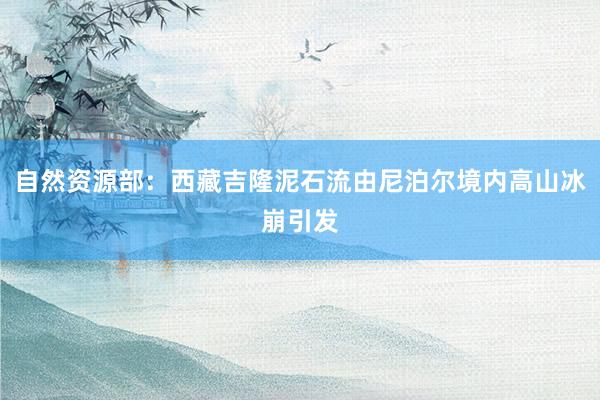自然资源部：西藏吉隆泥石流由尼泊尔境内高山冰崩引发