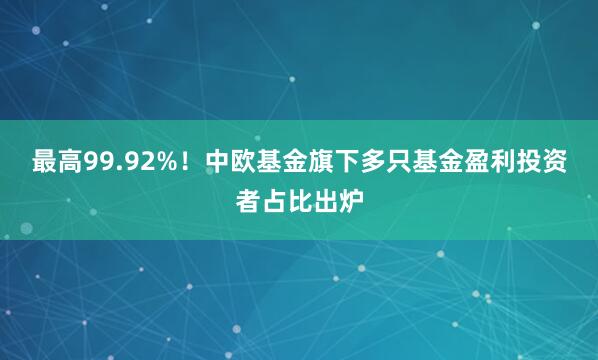 最高99.92%！中欧基金旗下多只基金盈利投资者占比出炉