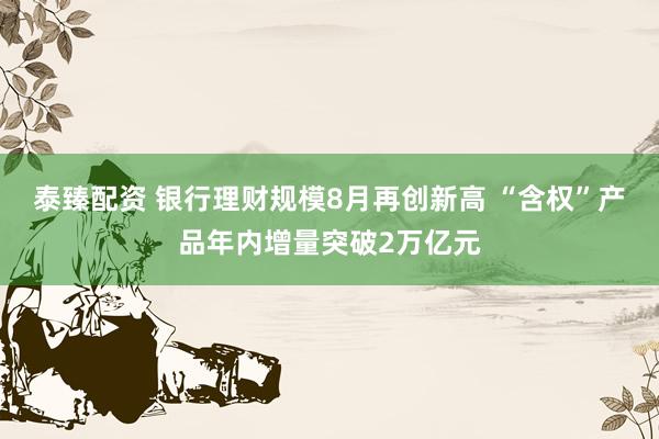 泰臻配资 银行理财规模8月再创新高 “含权”产品年内增量突破2万亿元