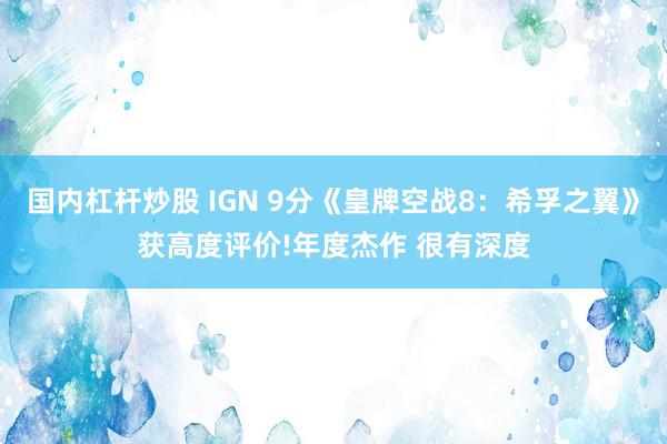 国内杠杆炒股 IGN 9分《皇牌空战8：希孚之翼》获高度评价!年度杰作 很有深度