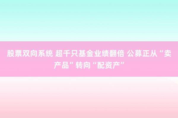 股票双向系统 超千只基金业绩翻倍 公募正从“卖产品”转向“配资产”