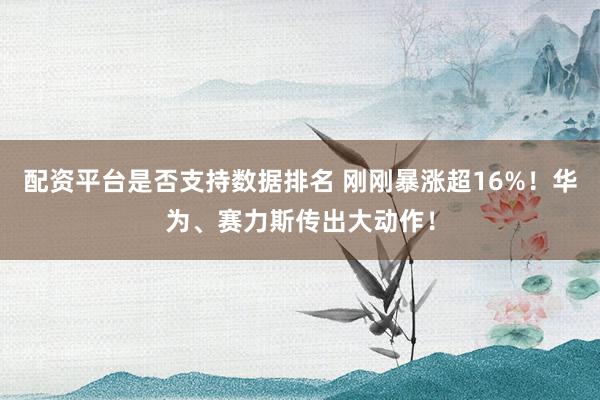 配资平台是否支持数据排名 刚刚暴涨超16%！华为、赛力斯传出大动作！