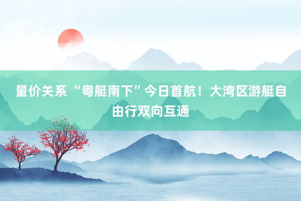 量价关系 “粤艇南下”今日首航！大湾区游艇自由行双向互通